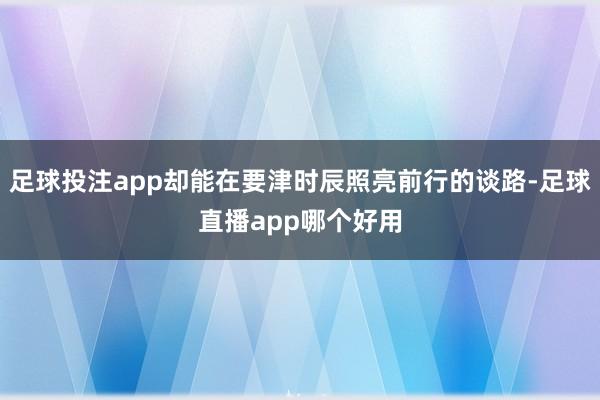 足球投注app却能在要津时辰照亮前行的谈路-足球直播app哪个好用