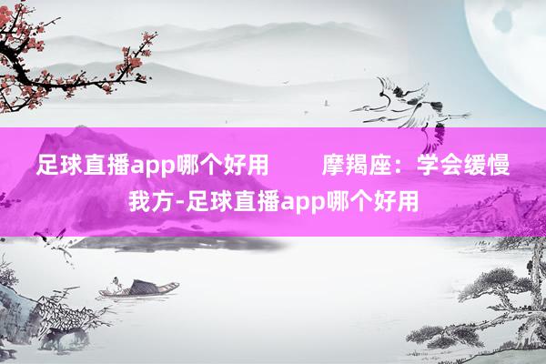 足球直播app哪个好用        摩羯座：学会缓慢我方-足球直播app哪个好用