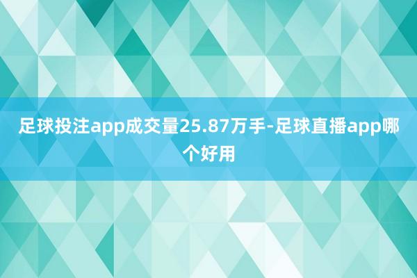 足球投注app成交量25.87万手-足球直播app哪个好用