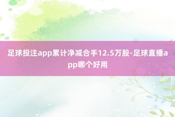 足球投注app累计净减合手12.5万股-足球直播app哪个好用