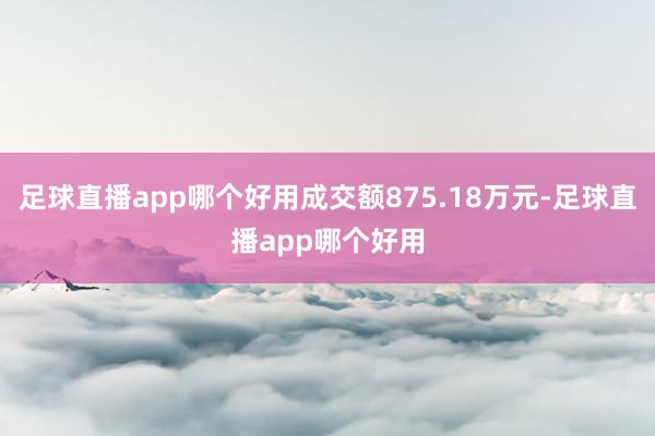 足球直播app哪个好用成交额875.18万元-足球直播app哪个好用