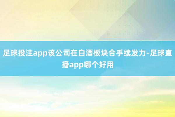 足球投注app该公司在白酒板块合手续发力-足球直播app哪个好用