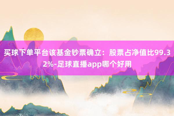 买球下单平台该基金钞票确立：股票占净值比99.32%-足球直播app哪个好用