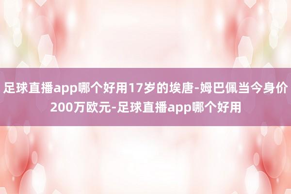 足球直播app哪个好用17岁的埃唐-姆巴佩当今身价200万欧元-足球直播app哪个好用