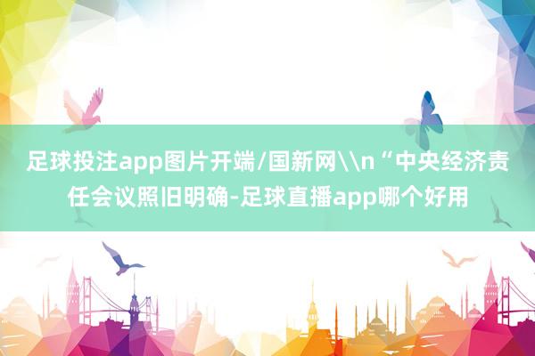 足球投注app图片开端/国新网\n“中央经济责任会议照旧明确-足球直播app哪个好用