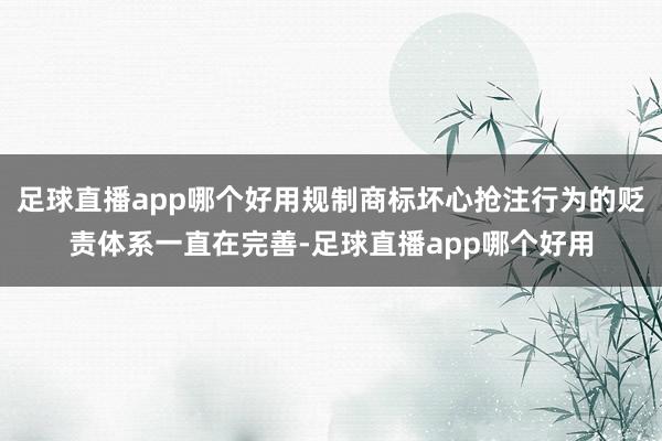 足球直播app哪个好用规制商标坏心抢注行为的贬责体系一直在完善-足球直播app哪个好用